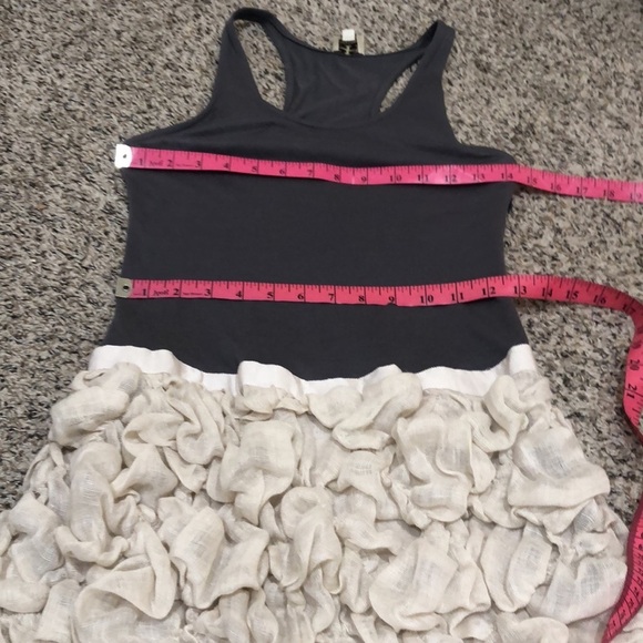 Haute Hippie Dress Size Small Gray Modal Tan Linen Bubble Hem Mini - Picture 9 of 10